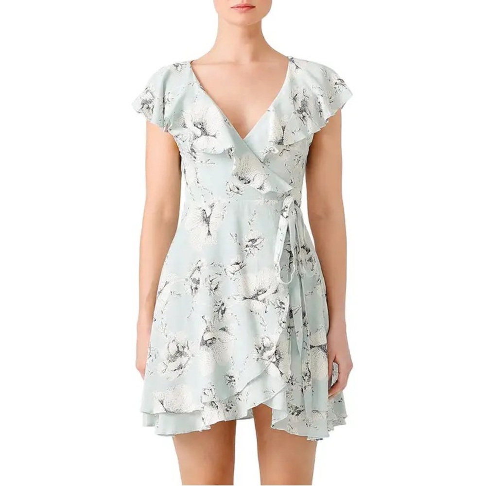 Free People - French Quarter Wrap Mini Dress - Mint Floral XS